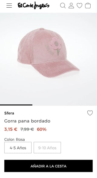 Gorro de pana bordado, rosa por 3,15€