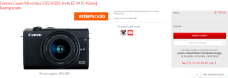 Canon Mirrorless EOS M200 Reempacado a $7,399