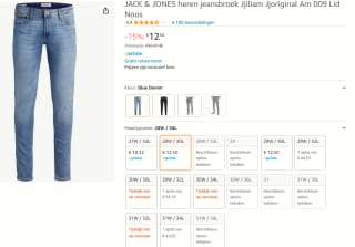 Jack & Jones heren jeansbroek Jjiliam Jjoriginal voor €12,50 bij Amazon