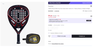 Pala de Pádel King Cobra Classic Edition Carbono 3K - Potencia Ofensiva | Neceser de Regalo por 59.46€ (Cuenta Nueva 47.46€)