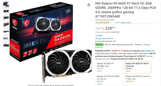 Tarjeta gráfica MSI Radeon RX 6650 XT Mech OC 8GB GDDR6 por 229,90€