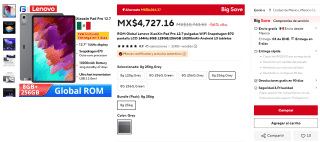 Lenovo XiaoXin Pad Pro 12.7" 256GB por $4,727 en AliExpress