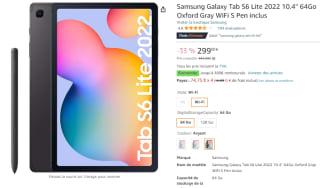 Tablette Samsung Galaxy Tab S6 Lite 2022 64Go à 299€