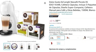 Dolce Gusto De'Longhi Nescafé Piccolo XS EDG110.WB+ 3 Paquetes de Cápsulas por 39€