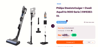 Philips AquaTrio 9000 serie XW9383/01 - Steelstofzuiger & dweil voor €489 bij Ibood