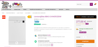 Lavavajillas marca Beko modelo DVN05320W por 277€