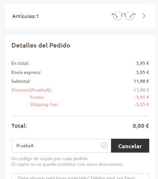 Gratis gafas graduadas + envío gratis