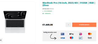 Apple MacBook Pro 2023 14" laptop voor €1449 bij OnlineMacWinkel