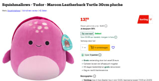 Squishmallows Tudor The Maroon Leatherback Turtle 30cm voor €13,99 bij Bol