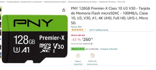 Tarjeta de Memoria Flash microSDXC PNY 128GB por $261