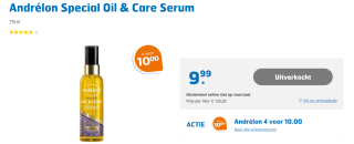 4 x Andrélon Special Oil & Care Serum voor €10 bij Trekpleister
