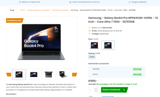 Samsung Galaxy Book4 Pro NP944XGK-KG1NL voor €989 bij Phonemarket