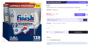 Pack 2 Finish Powerball Quantum All in 1 Pastillas para el Lavavajillas, 69 Pastillas por 16.77€