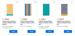 Toalla de Playa Laminada 170x90 cm Pierre Cardin por 6,99€ varios modelos.