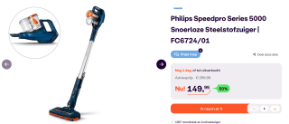 Philips 5000 series SpeedPro FC6724/01 - Steelstofzuiger voor €149,95 bij Ibood