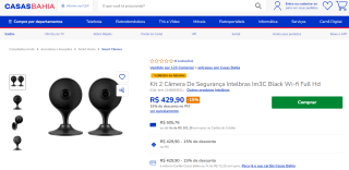 Kit com 2 Câmera De Segurança da Intelbras, modelo Im3C Black - R$ 429,90