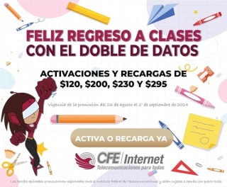 CFE TEIT: Doble de datos al recargar desde $120