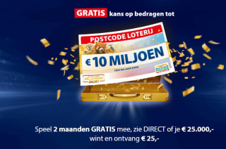 Speel 2 maanden gratis mee met de Postcodeloterij en ontvang gegarandeerd €25