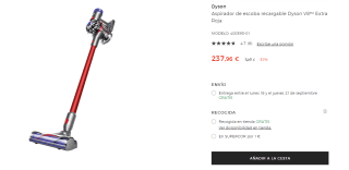 Aspirador escoba recargable Dyson V8 Extra por 237,96€