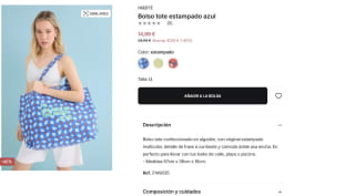 Bolso tote estampado azul por 13,49€