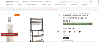 Étagère de cuisine avec multiprise Vasagle KKS025B02EU à 89,99 €