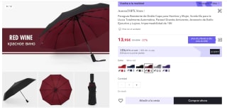 Paraguas muy bueno tiene Doble Capa ,Antiviento y Impermeabilidad de 10K por 9,77€