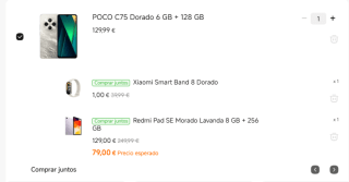 Móvil POCO C75 6GB/128GB + Tablet Xiaomi Pad SE 8GB/256GB + Xiaomi Band 9 por 209,99€