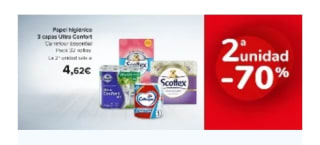 -70% Segunda Unidad en papel higiénico, de cocina y mucho más en Carrefour.