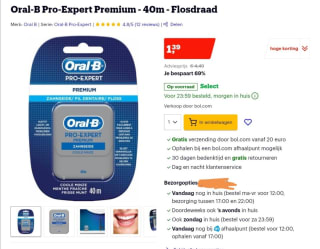 Korting bij Bol.com op Oral-B Pro-Expert Premium - 40m - Flosdraad