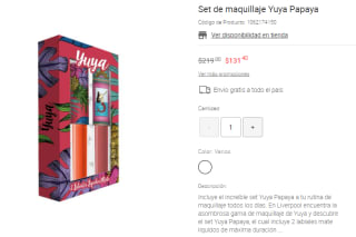 Kit 2 Labiales Mate Yuya por $131 en Liverpool