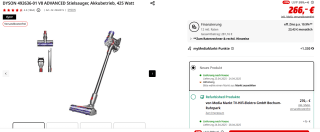 Dyson Dyson V8 ADVANCED voor €266 bij de Mediamarkt in Duitsland