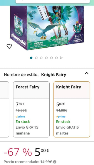 PLAYMOBIL Adventures of Ayuma 70802 Knight Fairy con Animal del Alma y Accesorios, por 5€.
