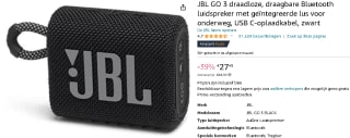 JBL GO 3 speaker voor €27,49 bij Amazon NL