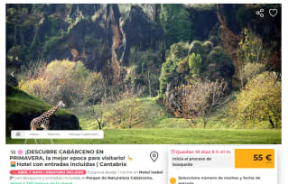 Cantabria 1 noche hotel + desayuno incluido + entrada Parque Cabarceno por 55€