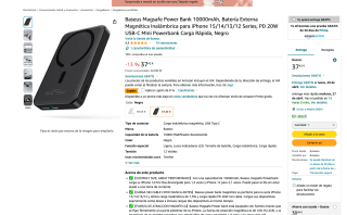 Batería Externa Magnética Inalámbrica por solo 34,43€