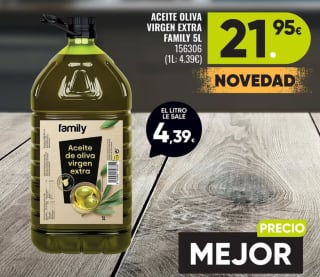 Aceite Oliva VIRGEN EXTRA 5L Family por solo 21,95€
