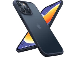 Torras Hoesje iPhone 12, 13 en 14 Semi Transparant Shockproof Case - Black