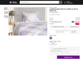 Cubrecama Ripley Home Ultras de 2 plazas por $9.990