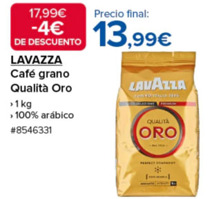 Café en grano LAVAZZA ORO 100% Arábica por solo 13,99€ en Costco