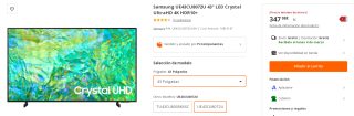Televisor Samsung UE43CU8072U 43" LED Crystal UltraHD 4K HDR10+ por 347.98€