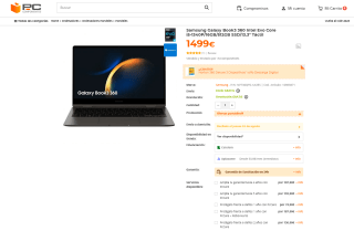Samsung Galaxy Book3 360 Intel Evo Core i5 16GB 512GB SSD 13.3" Táctil por 1,499€