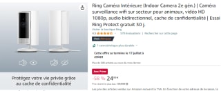 Caméra de surveillance intérieure Ring à 24,99€