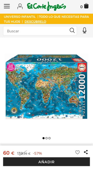Educa Borrás Puzzle 12000 piezas Maravillas del Mundo por 60€.