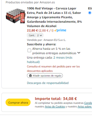 48 latas de 1906 Red Vintage o 1906 Reserva Especial por 34,08€