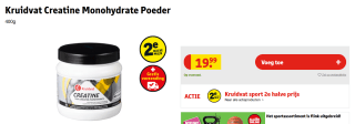 2 stuks Kruidvat Creatine Monohydrate Poeder 400g voor €29,98