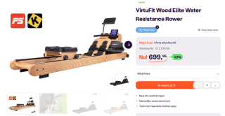 VirtuFit Wood Elite Water Resistance Rower voor €699,95 bij iBOOD