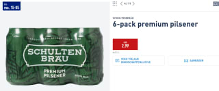 6-pack premium pilsener SCHULTENBRÄU voor €2,99 bij de Aldi
