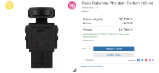 Paco Rabanne Phantom Parfum 100ml por $1,799 | Descuento Costco