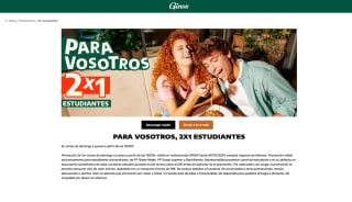 2x1 cenas en Ginos para estudiantes