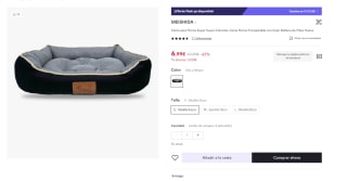 Cama Perros Transpirable con Cojín Rellena de Fibra Hueca marca Meishida medidas 50x40x16cm por 6,99€